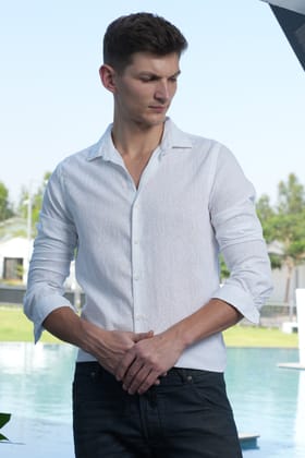 Galato - Burn Out Print Shirt - White-L-42 / WHITE