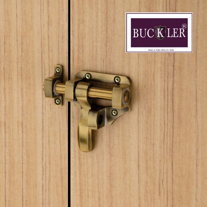 BUCKLER Latching Draw Hasp Latch (Aluminium, Stainless Steel) Gold Antique, Size -4 Inch