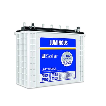 Luminous Solar LPTT12200L 200Ah Tall Tubular Inverter Battery | Home, Office & Shop | 36-Month Warranty