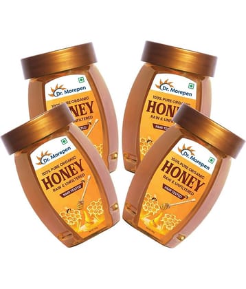 Dr. Morepen 100% Pure Organic Honey Raw & Unfiltered NMR Tested Pack of 4 (1Kg)