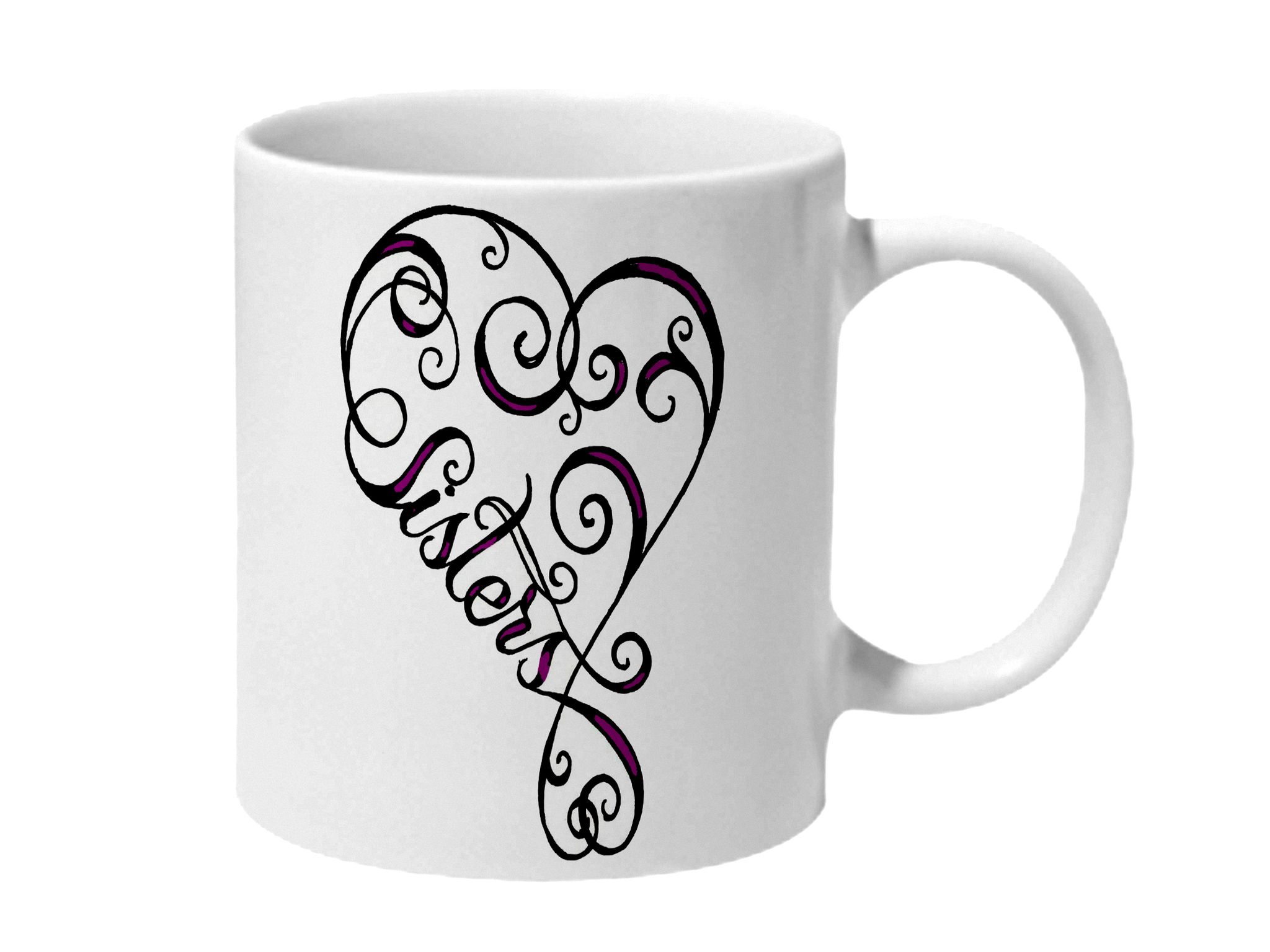 Multicolor Heart Sister Ceramic Mug