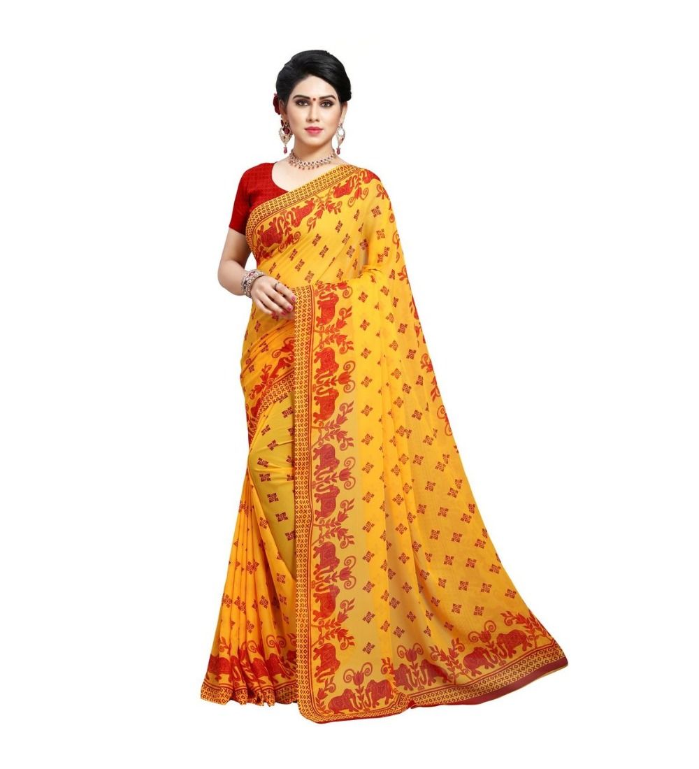 Generic Women's Georgette Saree (Red, 5 - 6 Mtrs)