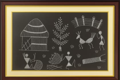 Whispers of the Village – Warli Art in Ash