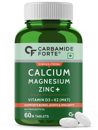 Carbamide Forte Calcium Magnesium & Zinc Tablets with Vitamin D,Vitamin K2-MK7 & B12-60 Tablets