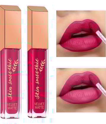 SKIN SMOOTHIE Pink Matte Waterproof Liquid Lipstick ( Pack of 2 )