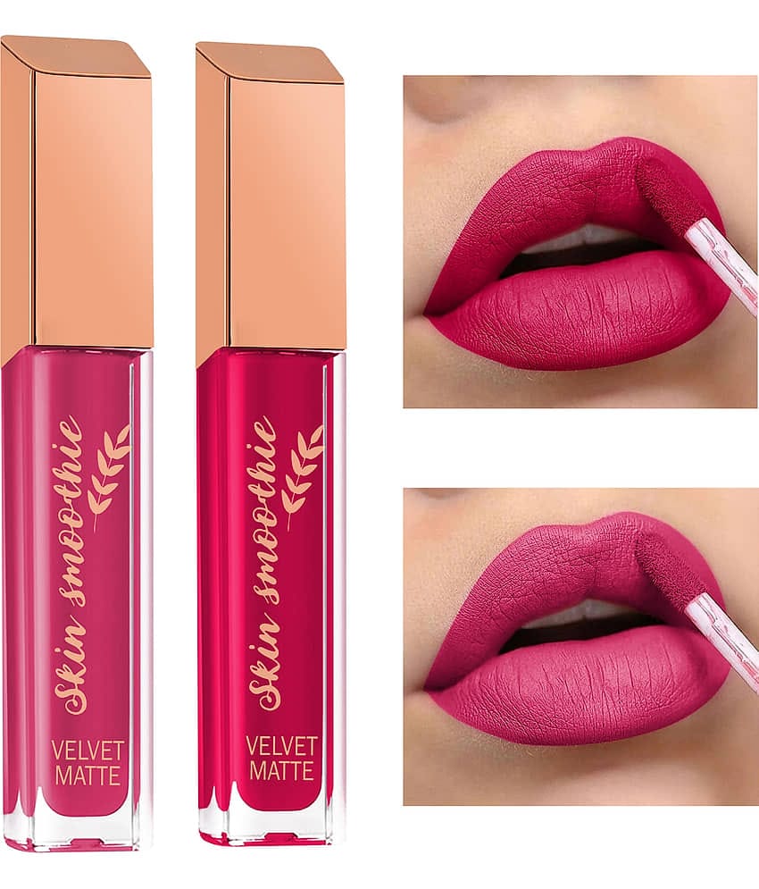 SKIN SMOOTHIE Pink Matte Waterproof Liquid Lipstick ( Pack of 2 )