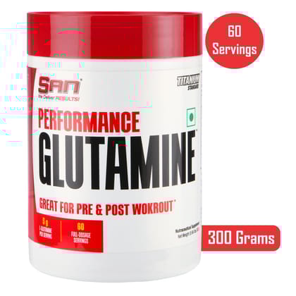 San Performance Glutamine Powder | Pure L-Glutamine | Pre & Post Workout Supplement | 60 Servings | Unflavoured | 300g |