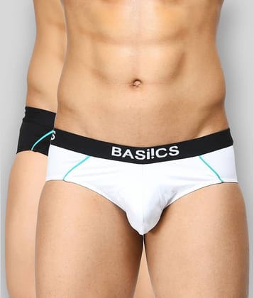 BASIICS By La Intimo Pack of 2 100% Cotton Briefs For Men's ( White )