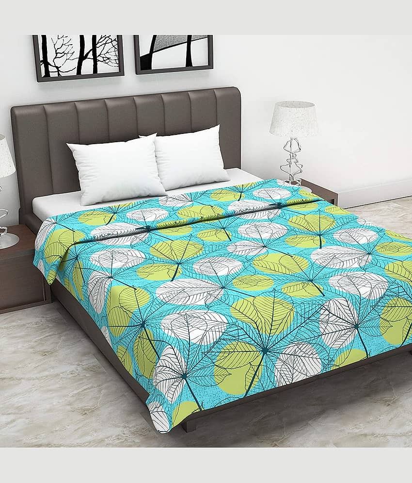DIVINE CASA Double Cotton Green Floral Dohar