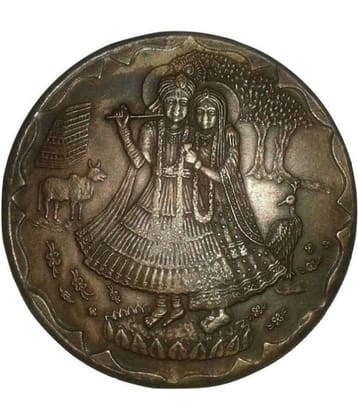 skonline - RADHA KRISHNA 1818 TWO ANNA BIG 45 GM 1 Numismatic Coins
