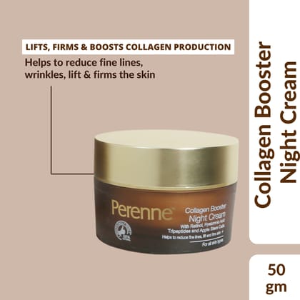 Perenne Collagen Booster Night Cream | Best Anti-Aging Night Cream for Men & Women | Retinol, Tripeptides, Hyaluronic Acid & Swiss Apple Stem Cells | Lifts, Firms, Reduces Wrinkles & Fine Lines |