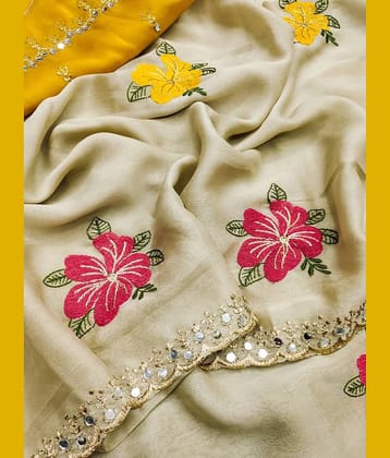 Sanwariya Silks Silk Solid Regular Saree With Unstitched Blouse Piece ( Cream )