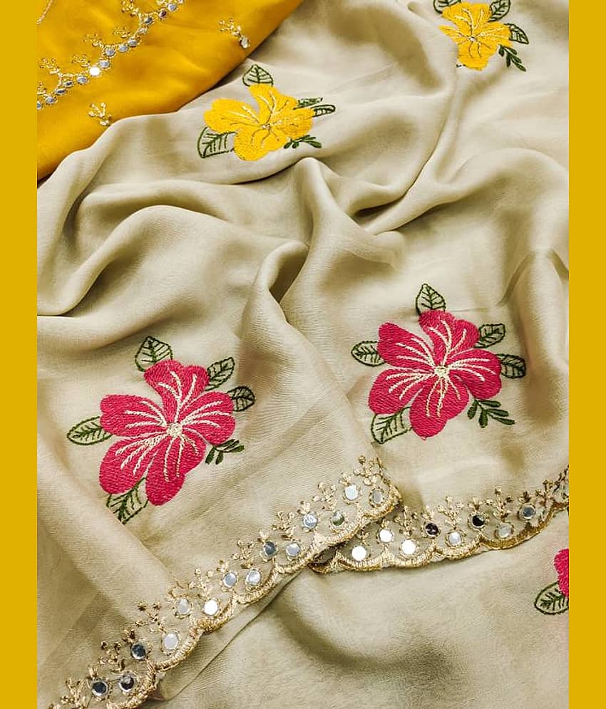 Sanwariya Silks Silk Solid Regular Saree With Unstitched Blouse Piece ( Cream )