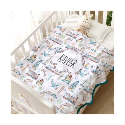 Perosnalised Cotton Blankets for Kids - Adventure Tracks design-Toddler (30W" x 39H")