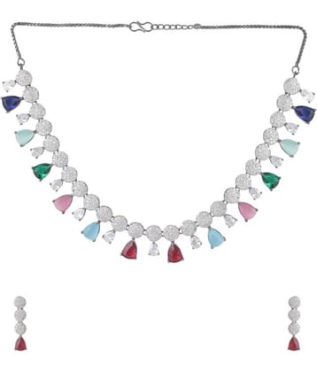 VIRAASI - Multicolor Brass Necklace Set ( Pack of 1 )