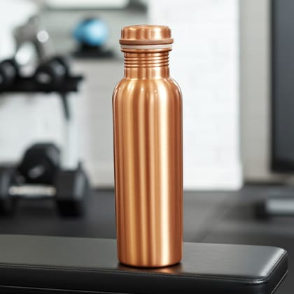 Copper Drinking Water Bottle 900 ML | Best for Daily Hydration & Ayurveda , Height : 10.5 Inch (BCMAS079 Y)