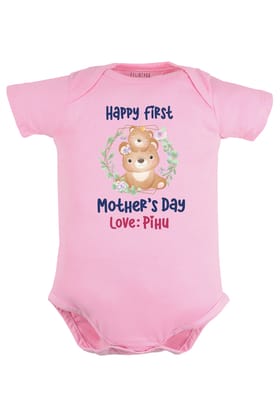Happy First Mother's Day Baby Romper | Onesies w/ Custom Name-Pink / Baby Romper / 0-3 Months