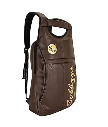 SVB BAG 15 Ltrs Faux Leather Backpack *For Boys & Girls ( Brown ) - Brown