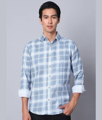 MAJESTIC MAN Cotton Blend Slim Fit Checks Full Sleeves Men's Casual Shirt - Light Grey ( Pack of 1 )