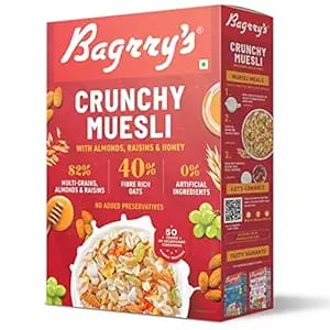 Bagrry'S Crunchy Muesli With Almonds, Raisins & Honey - 40% Fibre Rich Oats, 200 g