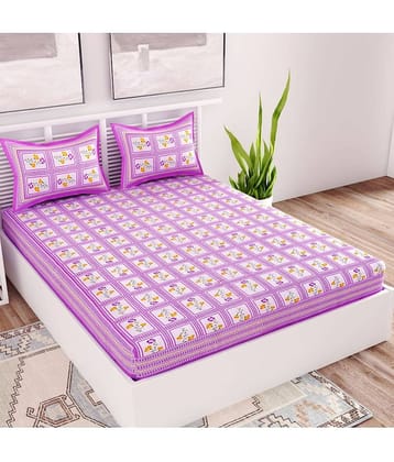Uniqchoice Cotton 1 Double Bedsheet with 2 Pillow Covers ( Purple )