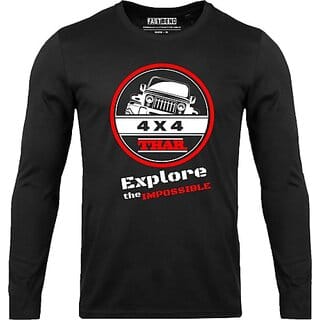 Fastbend Mens Black Printed Cotton Blend Round Neck T-Shirt