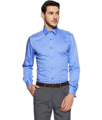 Makhanchor Cotton Slim Fit Full Sleeves Men's Formal Shirt - Blue ( Pack of 1 )