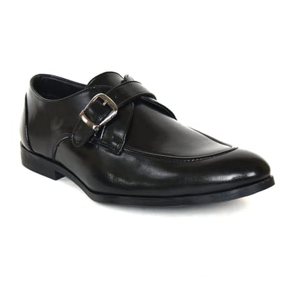 Men's Designer Black Monk Strap Shoes-8
