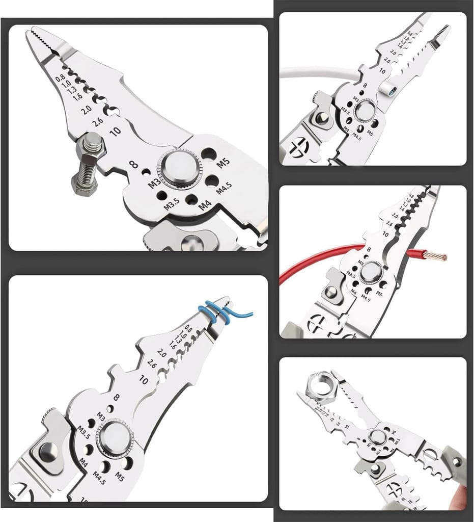 All-in-1 Multifunction Stainless Steel Wire Stripper, Cutter & Crimper – Heavy-Duty Cable Stripping & Wiring Tool for Electrical, Automotive, and DIY Use
