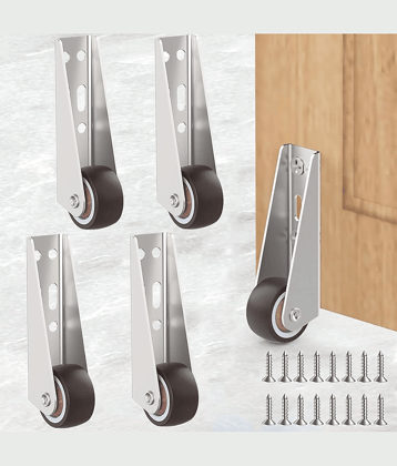 4Pcs Caster Wheels with 360° Smooth Mobility, Heavy Duty Side Mount Caster Wheels Wooden Door Drooping Support Wheel Sinking Door Bottom Pulley Directional Wheel