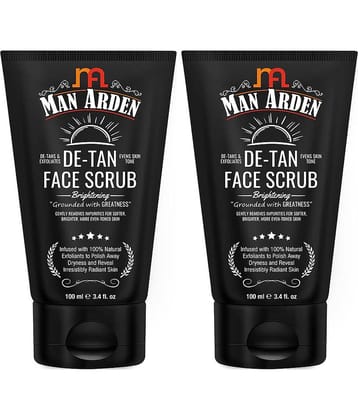 Man Arden De Tan Brightening Face Scrub - De-Tans & Exfoliates Skin - With Vitamin C, 100 ml (1+1 Free Offer)