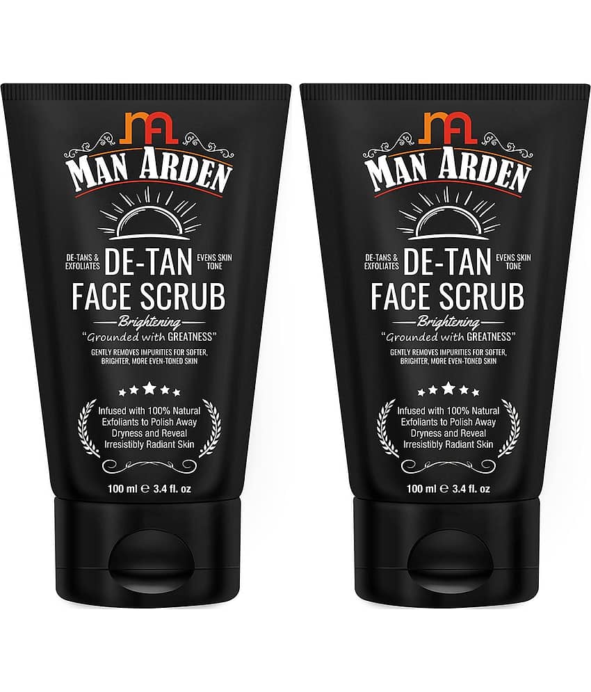 Man Arden De Tan Brightening Face Scrub - De-Tans & Exfoliates Skin - With Vitamin C, 100 ml (1+1 Free Offer)
