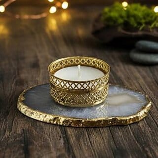 100 Real Scented Candle Holder With (Agate Gold Opulence T-Light) Base 100 Real Scented Candle Holder With (Agate Gold Opulence T-Light) Base