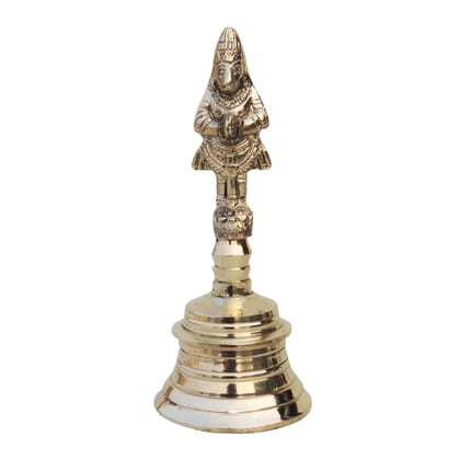 Brass Pooja Hand Bell, Hanuman Ghanti, Height : 6.3 Inch (FMAS677 G)