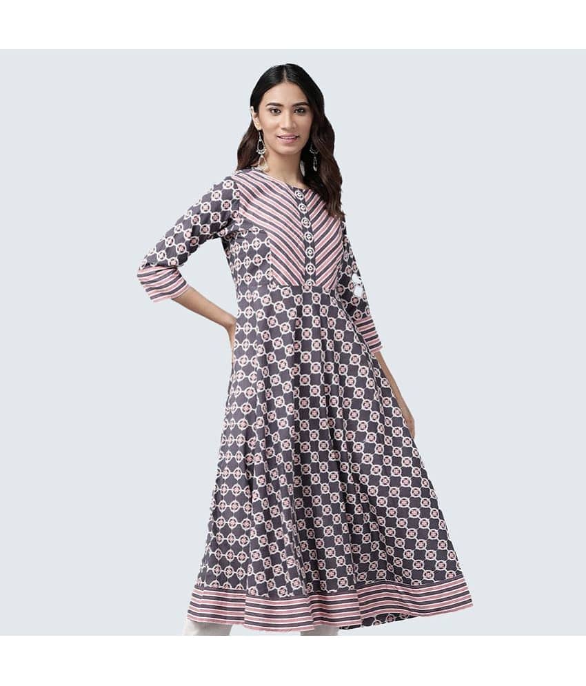Yash Gallery - Pink Cotton Women's Flared Kurti ( Pack of 1 )