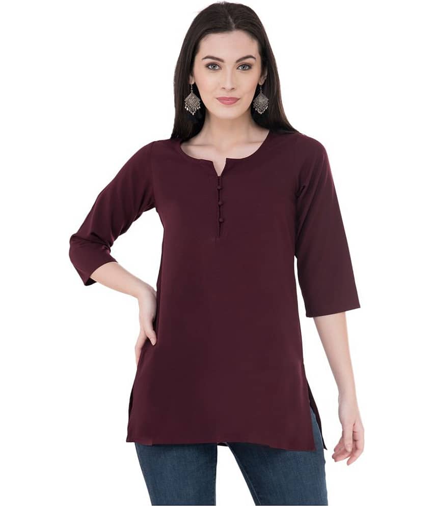 SAAKAA Women's Rayon Regular Top ( Brown )