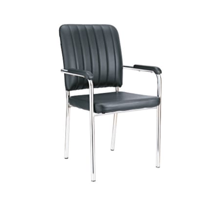 Welcome Visitor - Seat & Back In Leatherette, With Fixed Soft PU Rapped Metal Handle, Cantilever Base In SS (CS-V-04)