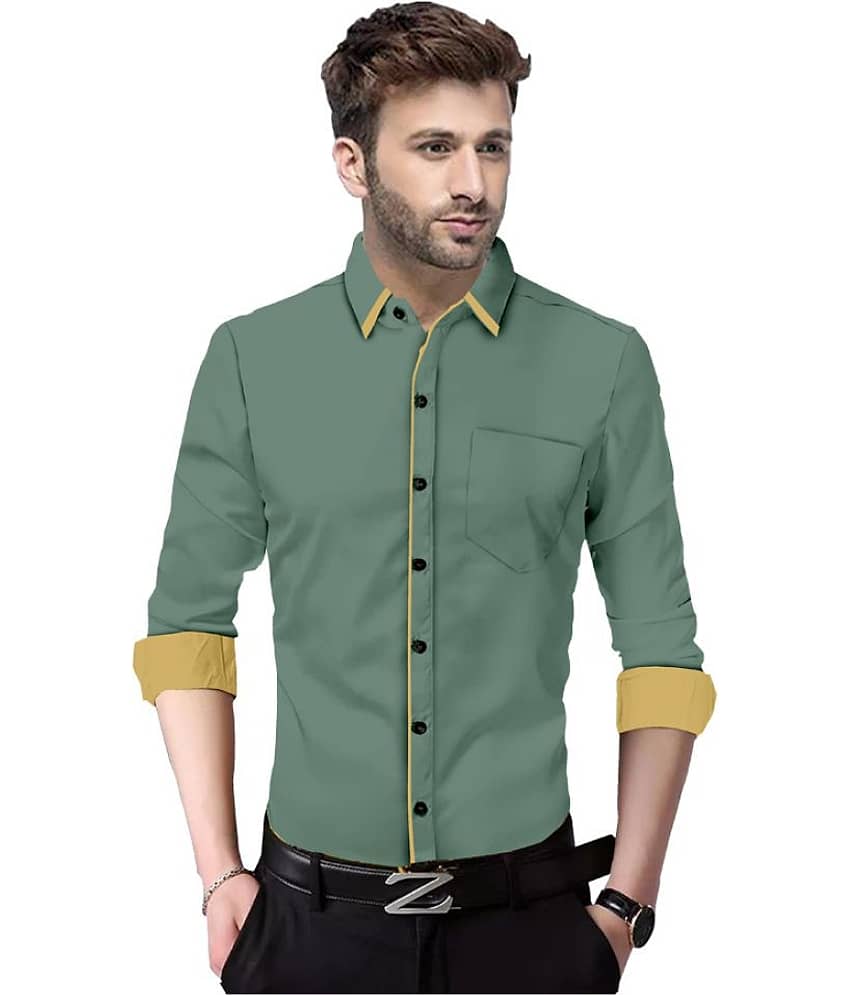 P&V CREATIONS Cotton Blend Slim Fit Solids Men's Casual Shirt - Grey ( Pack of 1 )