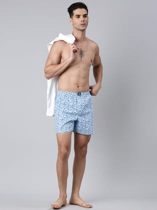 Blue Printed Pure Cotton Boxer-M