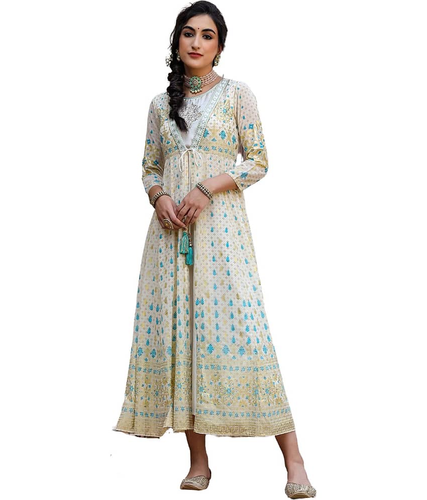 Juniper - Off White Georgette Women's Fit & Flare Dress ( Pack of 1 )