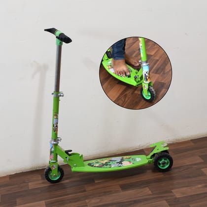 Basic Kids Ride-On Leg Push Scooter for Boys and Girls (Ages 4-8): 3-Wheel Foldable Scooter Cycle with Height Adjustment - Multi-Color