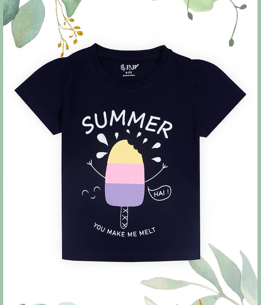 J&JP Pack of 1 Girls Cotton T-Shirt ( Blue )