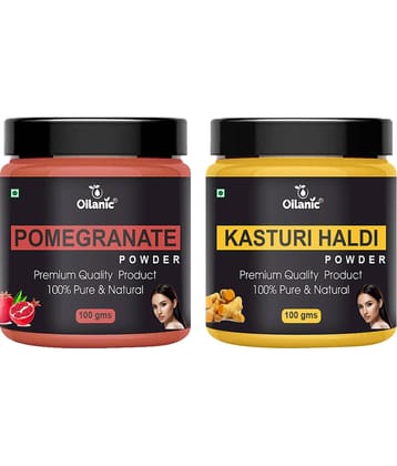 Oilanic 100% Pure Pomegranate Powder & Kasturi Haldi For Skincare Hair Mask 200 g Pack of 2