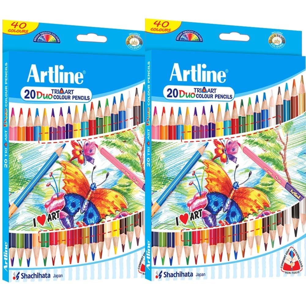 Artline Triart Duo Art Pencils Set Of 20 In Quantity 2 | Child Safe Pencil