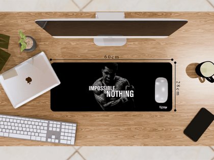"IMPOSSIBLE IS NOTHING-MUHAMMED ALI" Gaming Mousepad- Elevate Your Gaming Experience-Medium (28CM X 60CM) / Plane