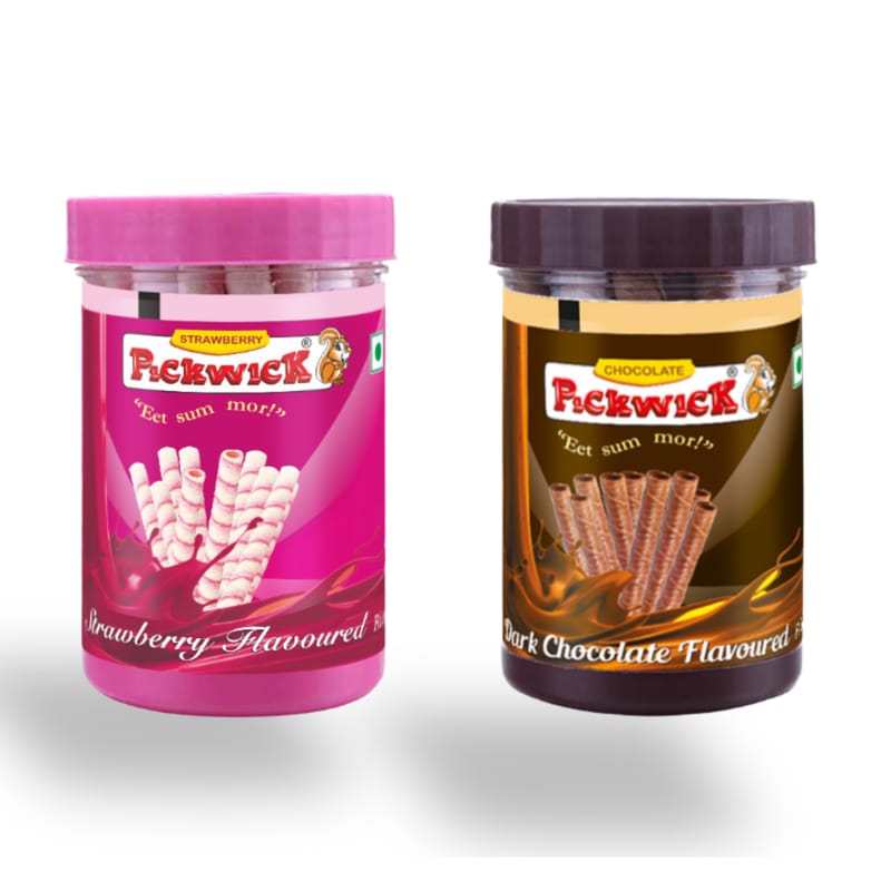 PICKWICK Assorted Wafer Rolls Combo Pack- Chocolate and Strawberry (150gm x 2)