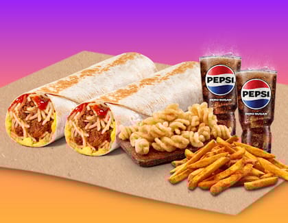 2 Habanero Burrito Non Veg+1Small Fries+1 Cinnamon Twists+2 Pepsi Zero