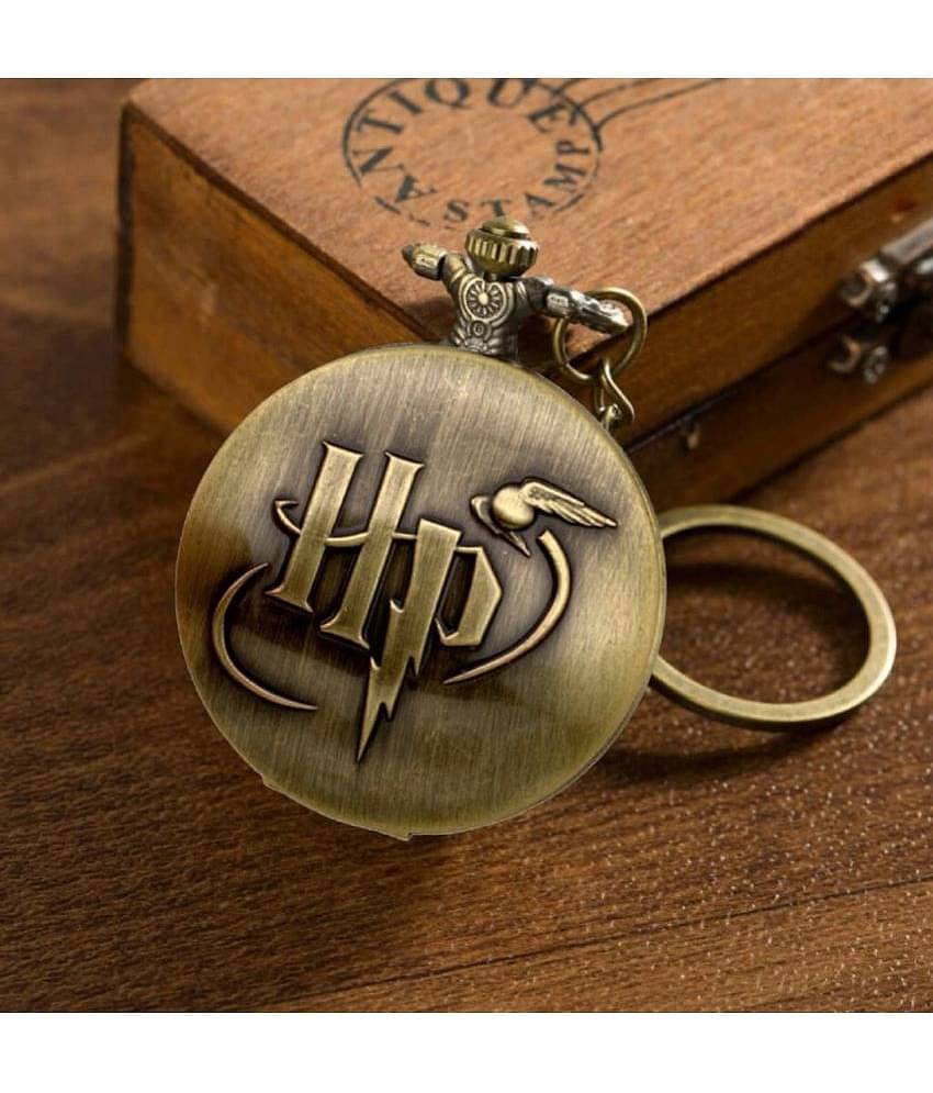 Harry potter HP Logo Theme Pocket Watch Vintage Antique Metallic Gift Key Chain Key Chain