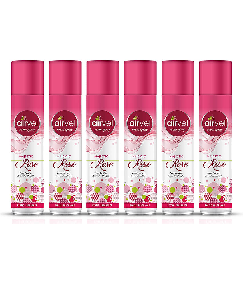 Airvel Rose Fragrance Room Spray Air Freshener for Home, Bathroom and Car 217ml ( Pack of 6 )