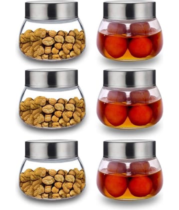 CROCO JAR - Silver Glass Food Container ( Pack of 6 )